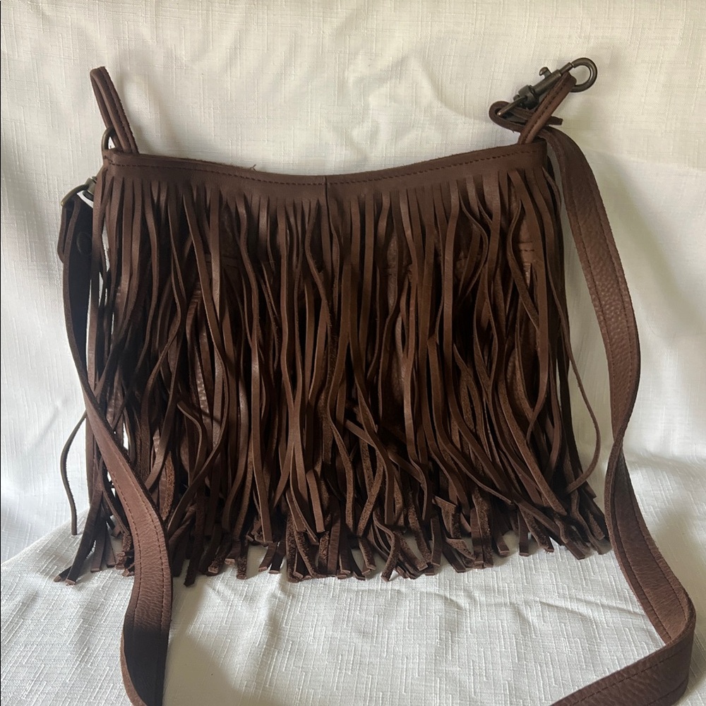 Chic Brown Fringe Crossbody Bag